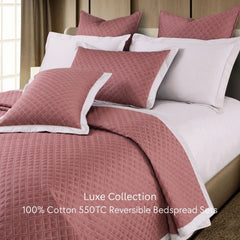 Malako Luxe 550 TC 100% Cotton Cedar & Beige Solid King Size Reversible Bedspread Set