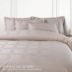 Malako Amalfi Jacquard Beige Checks 550 TC 100% Cotton Duvet Cover