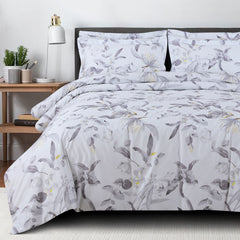 Malako Basel Milk White Botanic 100% Cotton King Size Bedding