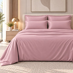 Malako Luxe: Vibrant Collection 550TC Blush Pink 100% Cotton Super King Size Bedding