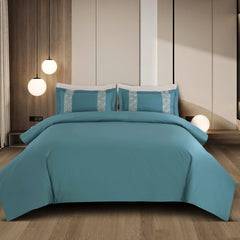 Malako Luxe Stitch & Dream: 550 TC Teal Green Premium Embroidered Bedding