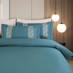 Malako Luxe Stitch & Dream: 550 TC Teal Green Premium Embroidered Bedding