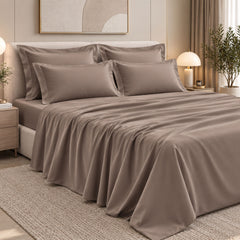 Malako Luxe: Vibrant Collection 550TC Taupe Brown 100% Cotton Super King Size Bedding