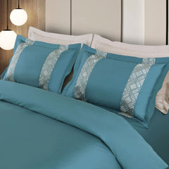 Malako Luxe Stitch & Dream: 550 TC Teal Green Premium Embroidered Bedding