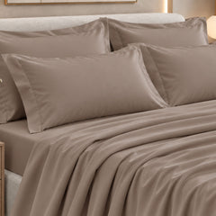 Malako Luxe: Vibrant Collection 550TC Taupe Brown 100% Cotton Super King Size Bedding