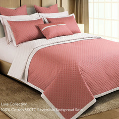 Malako Luxe 550 TC 100% Cotton Cedar & Beige Solid King Size Reversible Bedspread Set