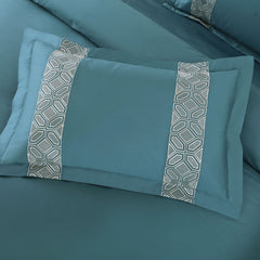 Malako Luxe Stitch & Dream: 550 TC Teal Green Premium Embroidered Bedding