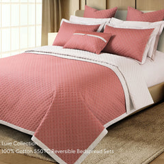Malako Luxe 550 TC 100% Cotton Cedar & Beige Solid King Size Reversible Bedspread Set