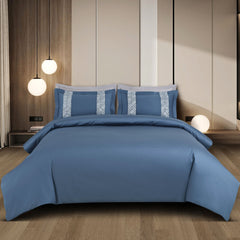 Malako Luxe Stitch & Dream: 550 TC Blue Premium Embroidered Bedding