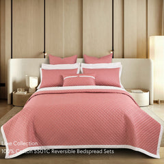 Malako Luxe 550 TC 100% Cotton Cedar & Beige Solid King Size Reversible Bedspread Set