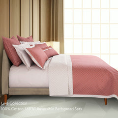 Malako Luxe 550 TC 100% Cotton Cedar & Beige Solid King Size Reversible Bedspread Set