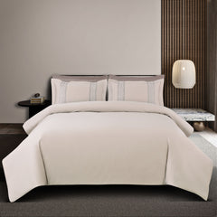 Malako Luxe Stitch & Dream: 550 TC Beige Premium Embroidered Bedding
