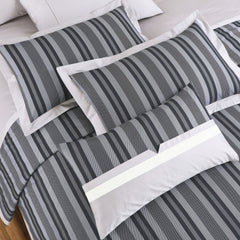 Malako Caèn 100% Cotton Grey Striped Modern Abstract King Size Bedding