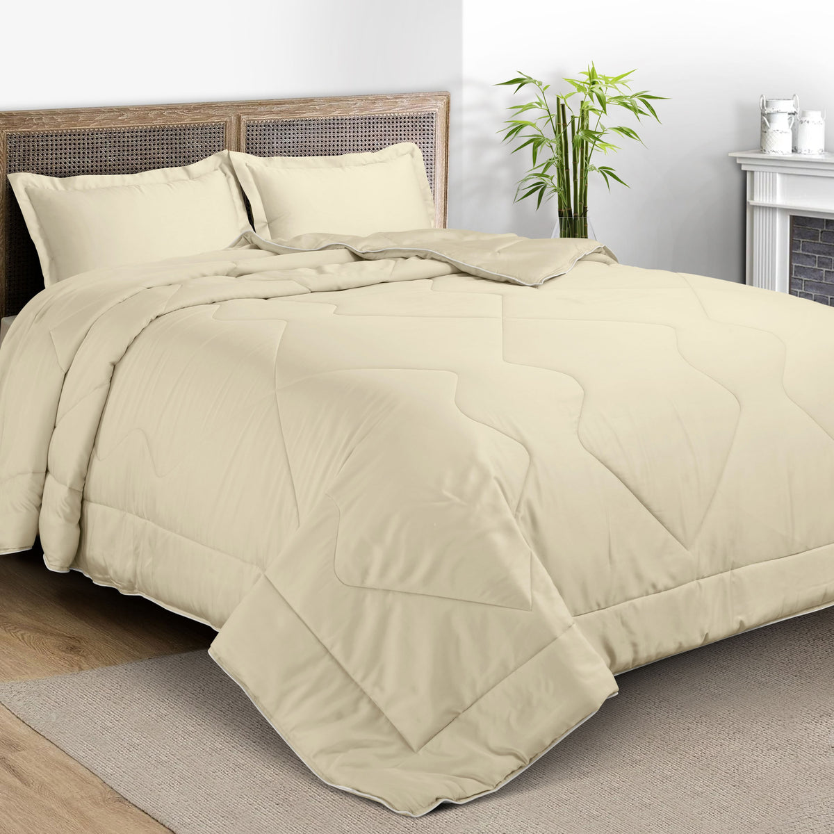 For Winters: 360 GSM Malako Eco-Luxe Olive Beige 100% Bamboo Quilt/Comforter