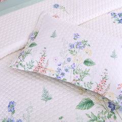 Malako Royale 100% Cotton Off White Botanic King Size 5 Piece Quilted Bedspread Set
