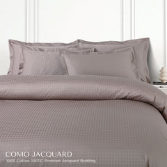 Malako Como Jacquard Taupe Brown Checks 550 TC 100% Cotton King Size Bedding