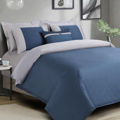 Malako Luxe Pintex 100% Cotton King Size 7 Piece Duvet Cover Set - Majolica Blue