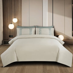 Malako Luxe Stitch & Dream: 550 TC Olive Beige Premium Embroidered Bedding