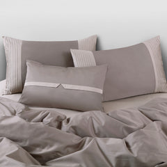 Malako Luxe Pintex 100% Cotton King Size 7 Piece Duvet Cover Set-Taupe Brown