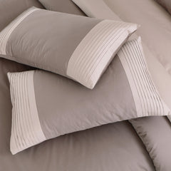 Malako Luxe Pintex 100% Cotton King Size 7 Piece Duvet Cover Set-Taupe Brown