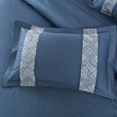 Malako Luxe Stitch & Dream: 550 TC Blue Premium Embroidered Bedding