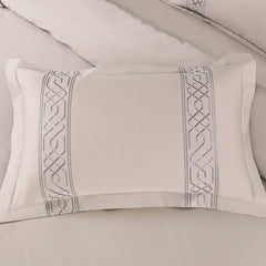 Malako Luxe Stitch & Dream: 550 TC Beige Premium Embroidered Bedding