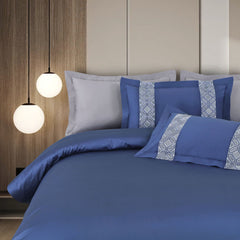 Malako Luxe Stitch & Dream: 550 TC Midnight Blue Premium Embroidered Bedding