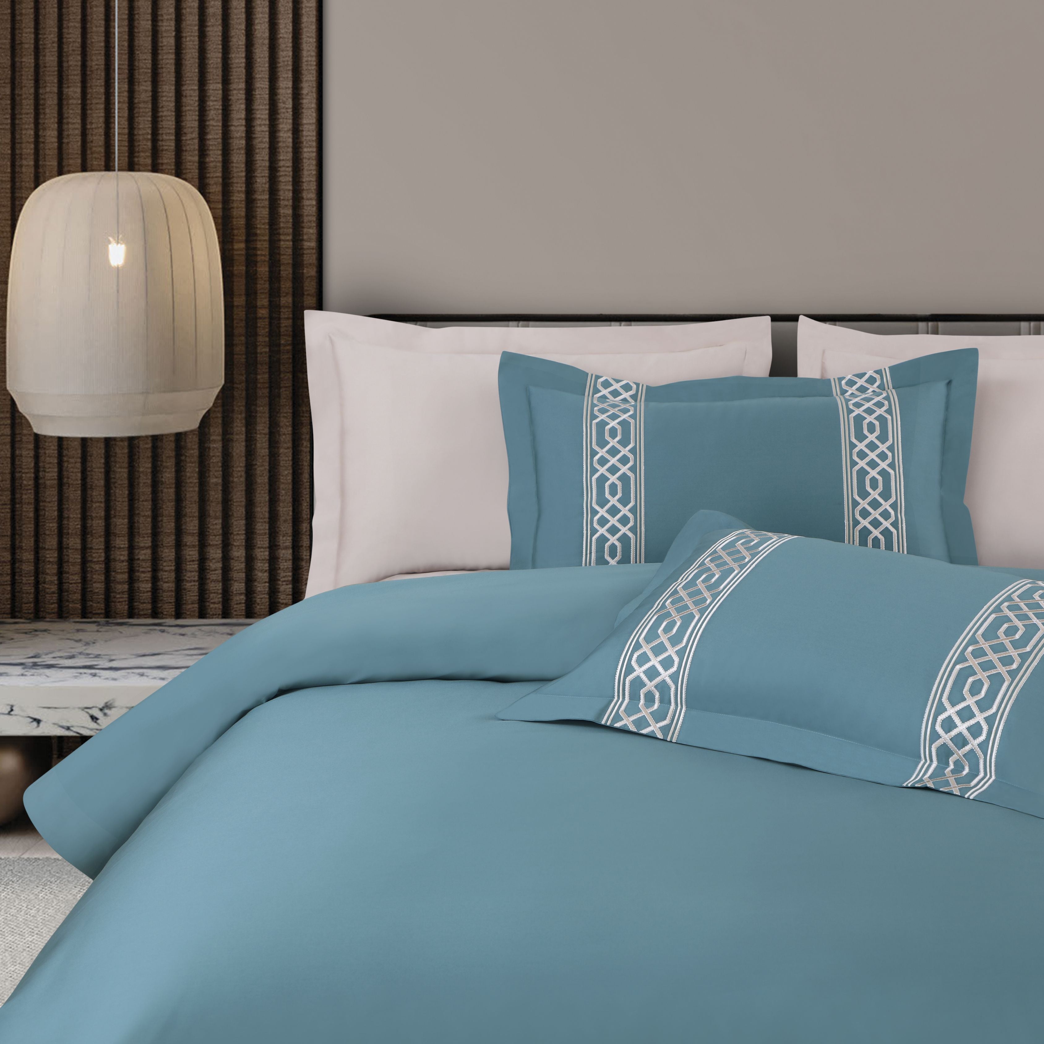 Malako Luxe Stitch & Dream: 550 TC Teal Green Premium Embroidered Bedding