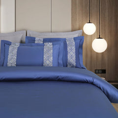 Malako Luxe Stitch & Dream: 550 TC Midnight Blue Premium Embroidered Bedding