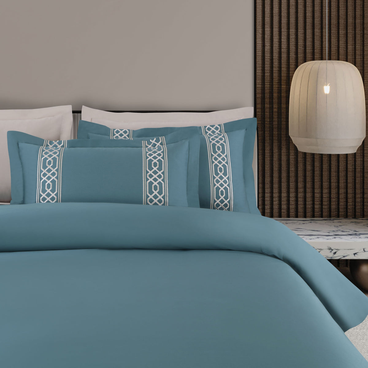 Malako Luxe Stitch & Dream: 550 TC Teal Green Premium Embroidered Bedding