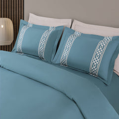 Malako Luxe Stitch & Dream: 550 TC Teal Green Premium Embroidered Bedding