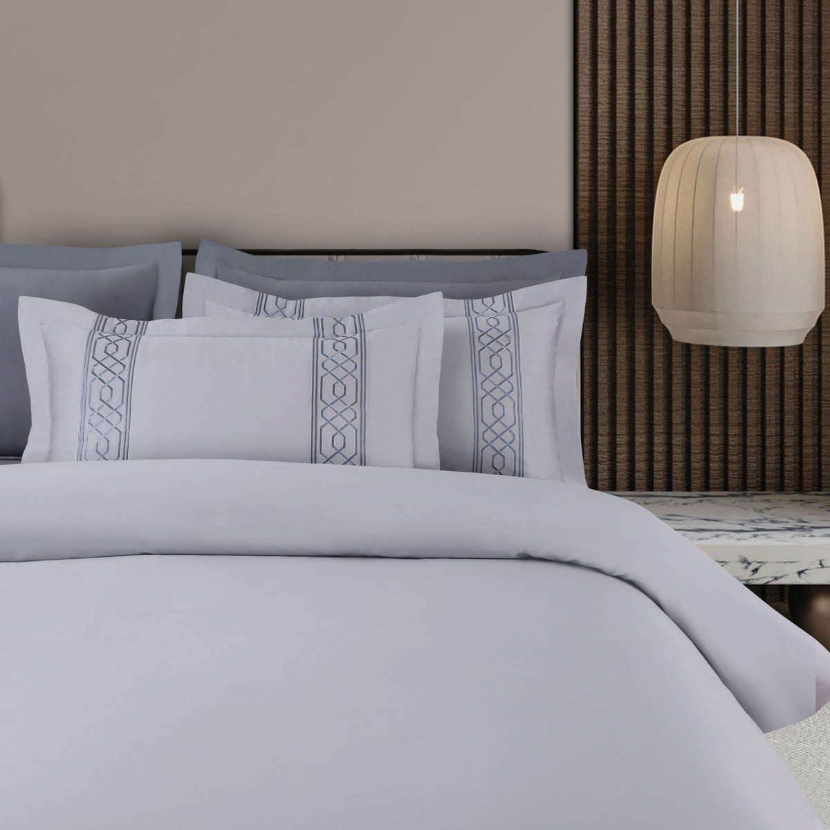 Malako Luxe Stitch & Dream: 550 TC Silver Grey Premium Embroidered Bedding