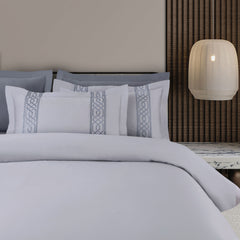 Malako Luxe Stitch & Dream: 550 TC Silver Grey Premium Embroidered Bedding