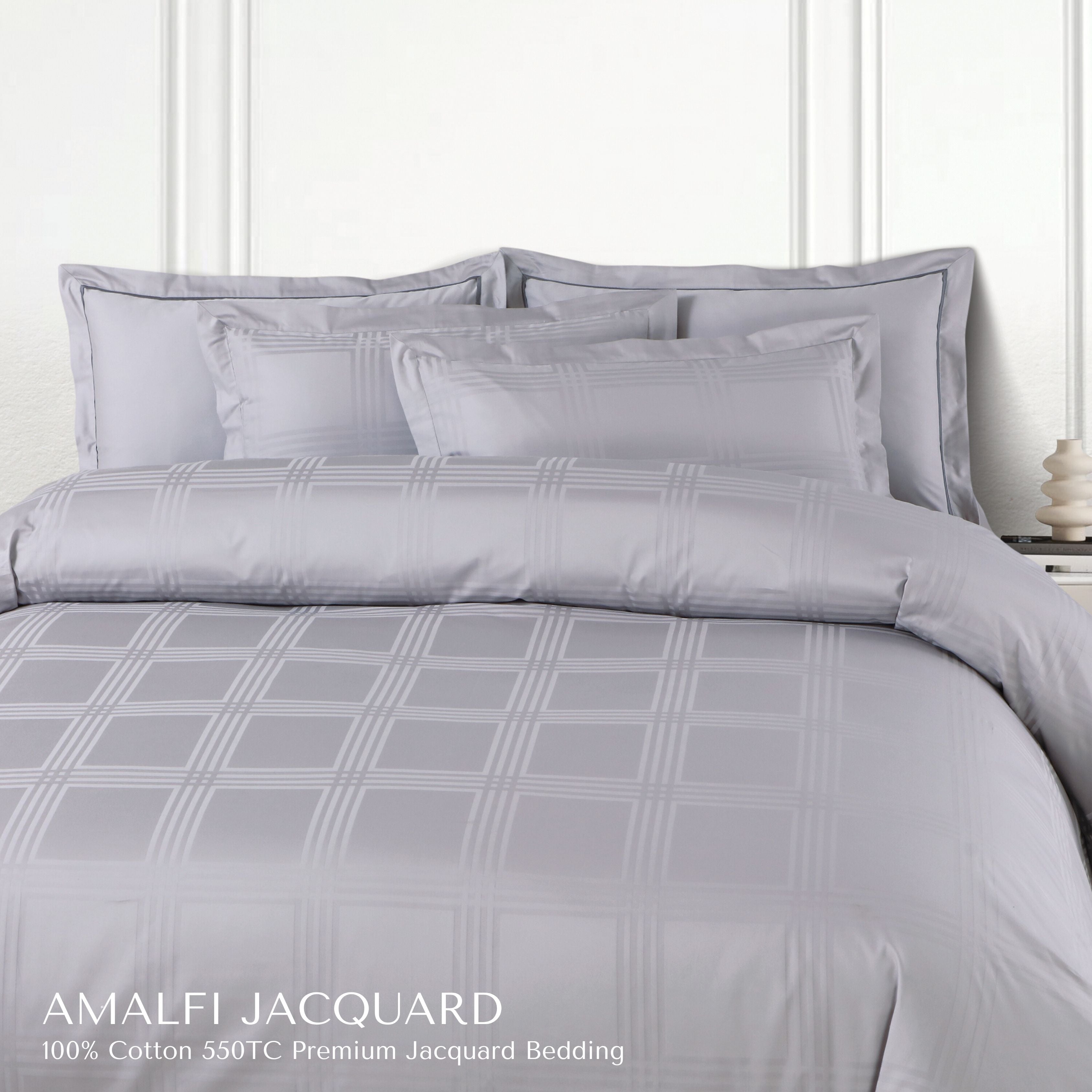 Malako Amalfi Jacquard Checkered 550 TC 100% Cotton King Size Bedding