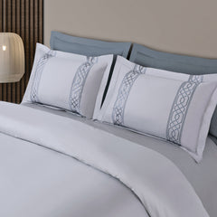 Malako Luxe Stitch & Dream: 550 TC Silver Grey Premium Embroidered Bedding