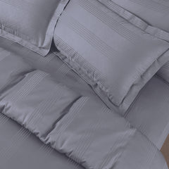 Malako Turin Jacquard Grey Stripes 500TC 100% Cotton King Size Bed Sheet with 2 Pillow Covers