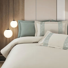 Malako Luxe Stitch & Dream: 550 TC Olive Beige Premium Embroidered Bedding