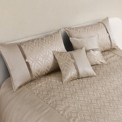 Malako Beige Jacquard King Size 5 Piece Bedspread Set