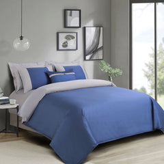 Malako Luxe Pintex 100% Cotton King Size 7 Piece Duvet Cover Set - Midnight Blue