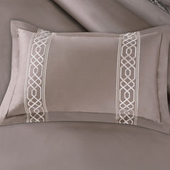 Malako Luxe Stitch & Dream: 550 TC Taupe Brown Premium Embroidered Bedding