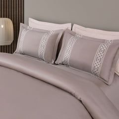 Malako Luxe Stitch & Dream: 550 TC Taupe Brown Premium Embroidered Bedding