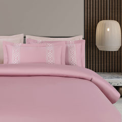 Malako Luxe Stitch & Dream: 550 TC Blush Pink Premium Embroidered Bedding