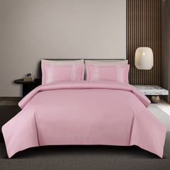 Malako Luxe Stitch & Dream: 550 TC Blush Pink Premium Embroidered Bedding
