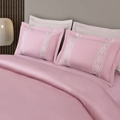 Malako Luxe Stitch & Dream: 550 TC Blush Pink Premium Embroidered Bedding