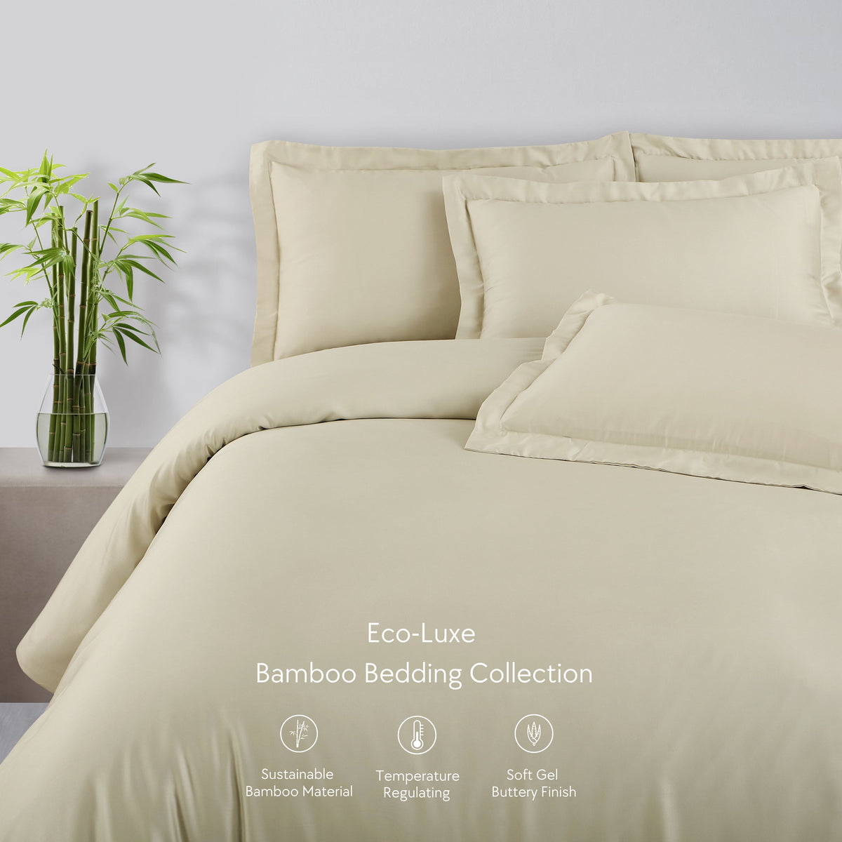 Malako Eco-Luxe: Premium Bamboo Bedding Collection (Olive Beige)