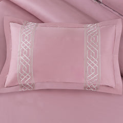 Malako Luxe Stitch & Dream: 550 TC Blush Pink Premium Embroidered Bedding