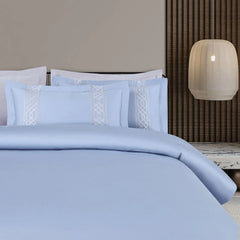 Malako Luxe Stitch & Dream: 550 TC Pigeon Blue Premium Embroidered Bedding