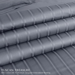 Malako Tuscan Treasure Striped Jacquard Grey 550 TC 100% Cotton King Size Bedding