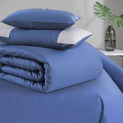 Malako Luxe Pintex 100% Cotton King Size 7 Piece Duvet Cover Set - Midnight Blue