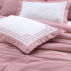 Malako Grace Embroidery Plain Blush Pink King Size 100% Cotton Bed Sheet